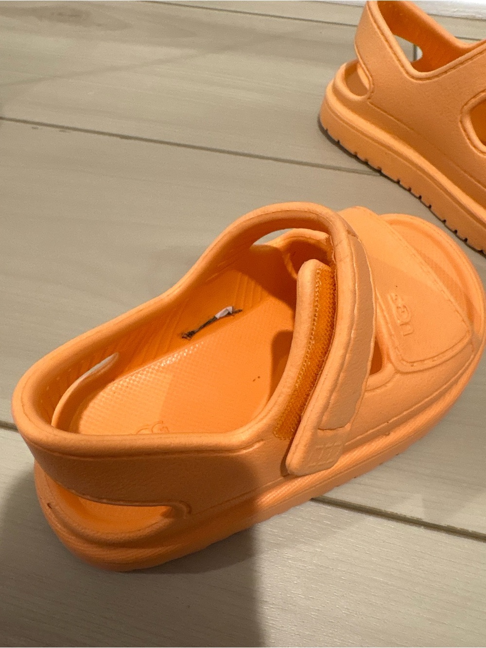 UGG Kids Peach-Orange Velcro Strap Sandals - Picture 3 of 4